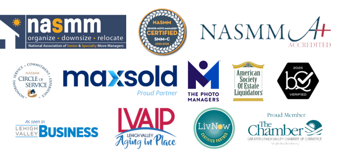 Logo collage of professional affiliations and certifications.