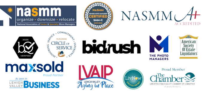Logo collage of professional affiliations and certifications.